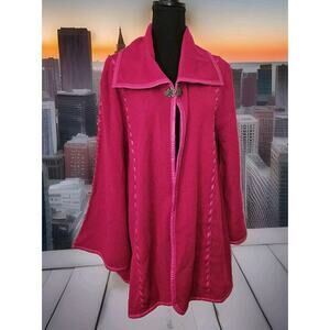 NWT! Patricia Nash Sleeved Cape Clasp Sweater Shawl Jacket~ Pink Sz XS/SM $99